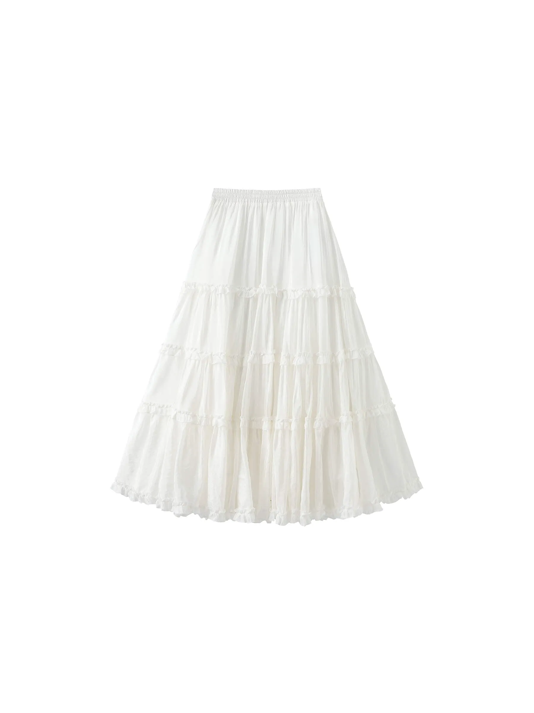 A-line Ruffled White Cake skirt