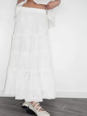 A-line Ruffled White Cake skirt