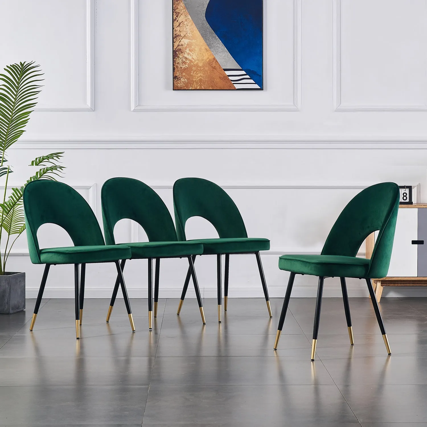 Ainpecca Dining Chairs Set of 2/4 Velvet Fabric Padded Seat Soft Thick Cushion 023MC