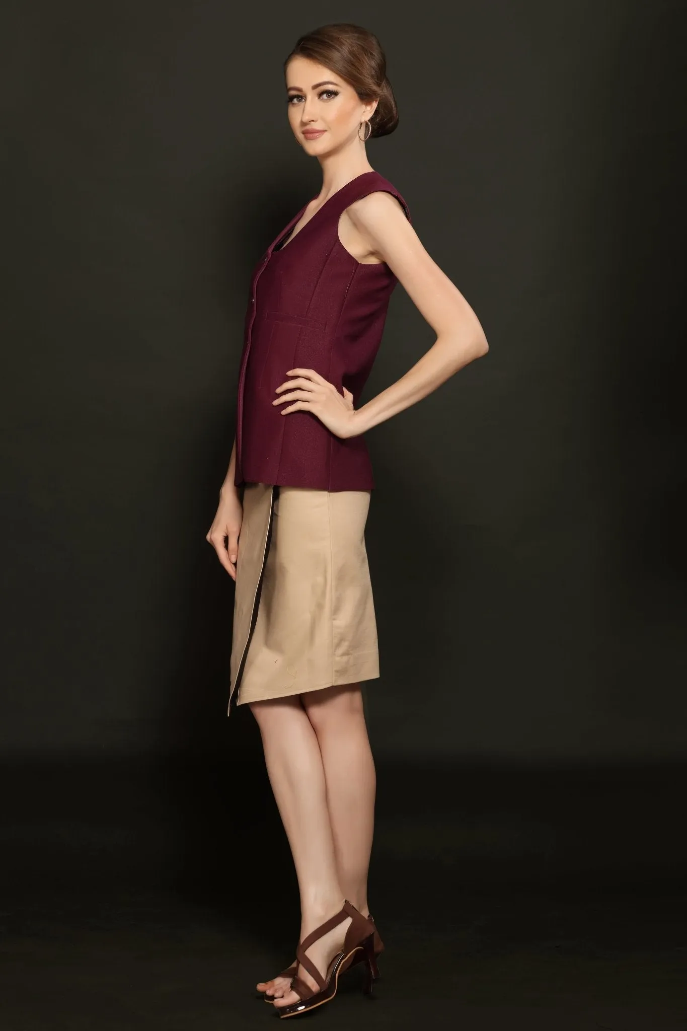 Beige Overlapped Skirt