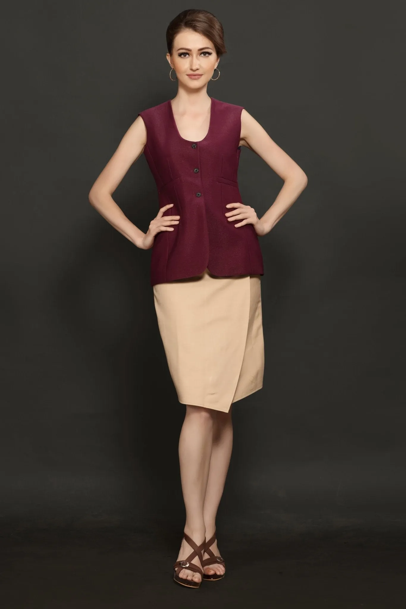 Beige Overlapped Skirt