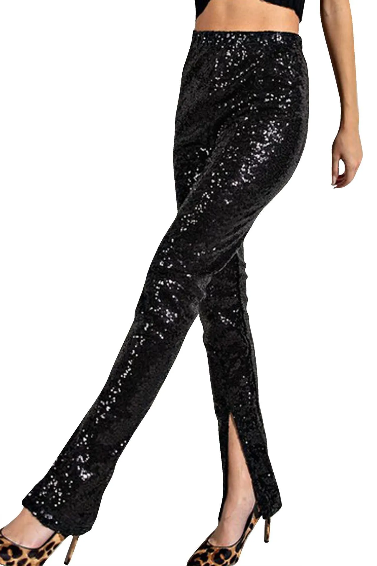 Black Sequin Pants For Women