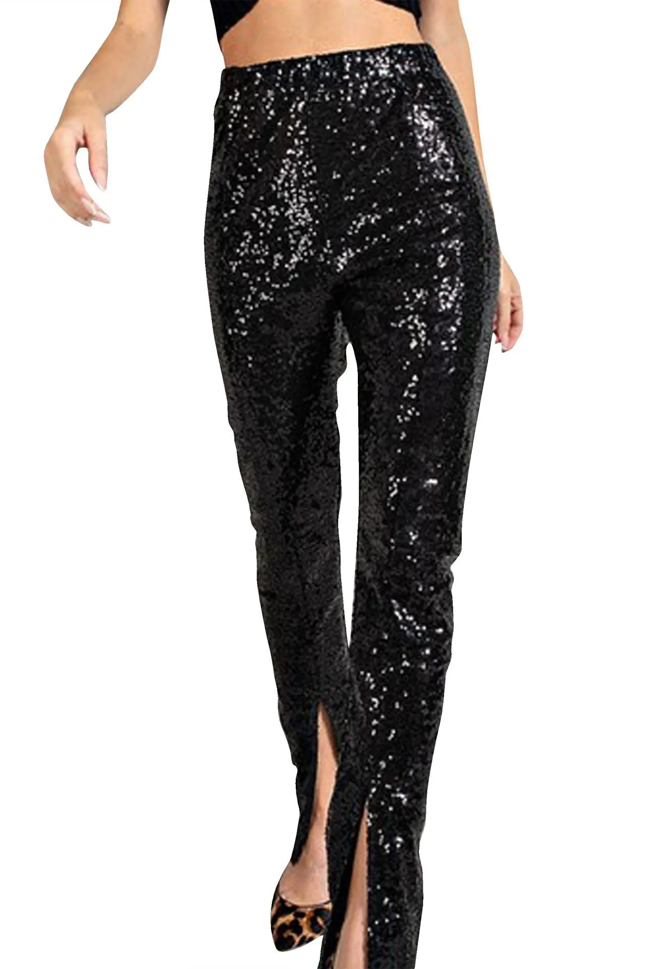 Black Sequin Pants For Women