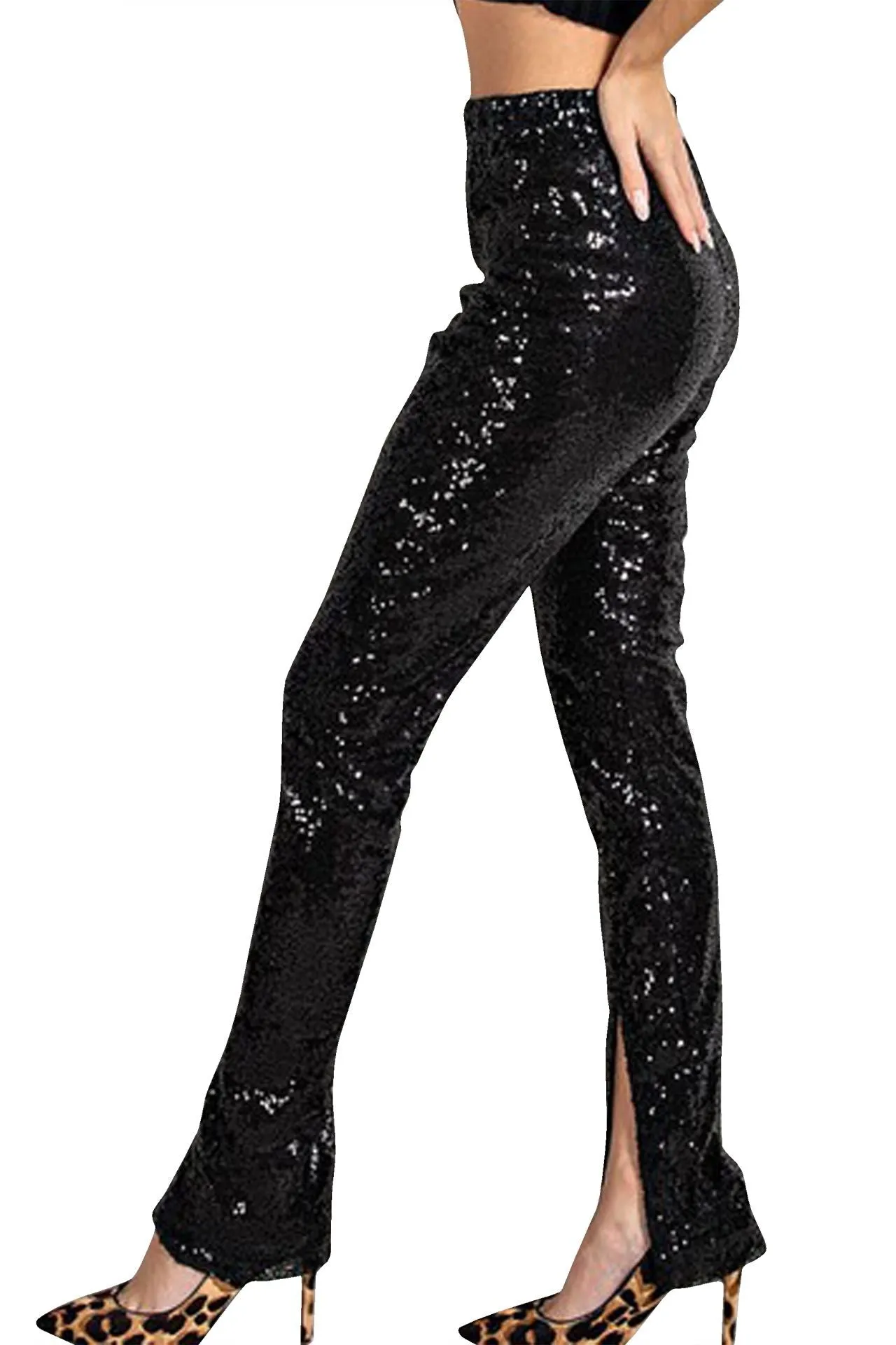 Black Sequin Pants For Women