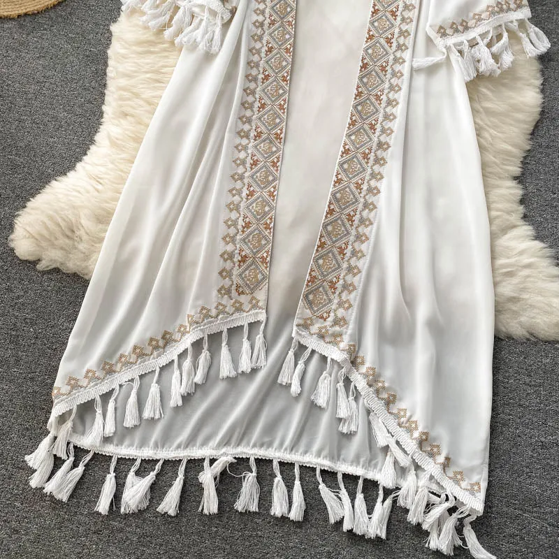 Bohemian Retro Ethnic Tassel Mid-length Cardigan