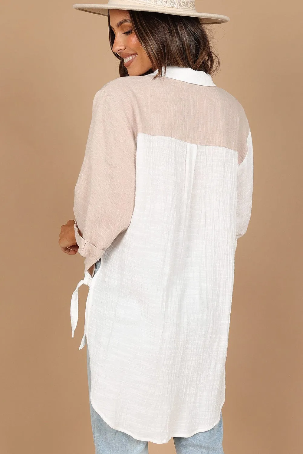 Bohemian Style Two-Tone Cotton Blouse
