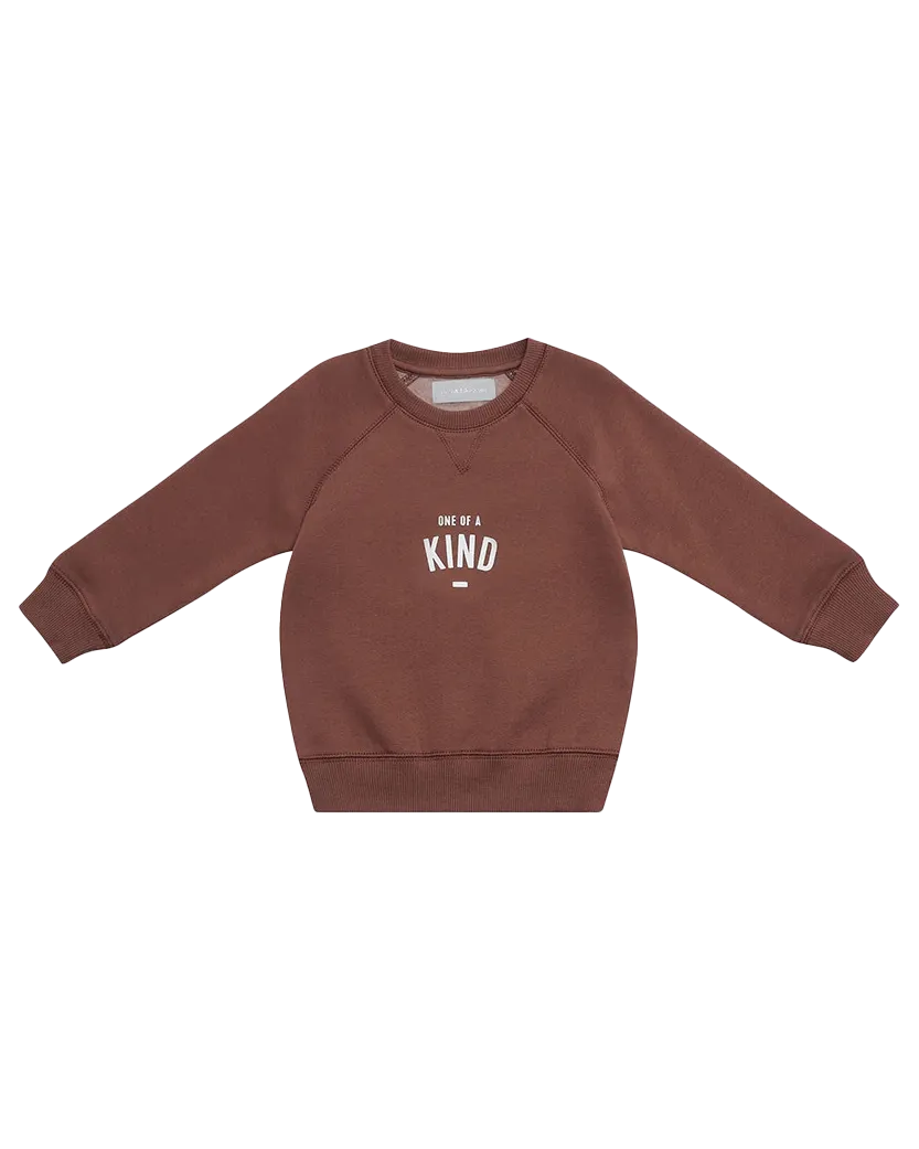 Boys One Of A Kind Sweatshirt in Hot Chocolate