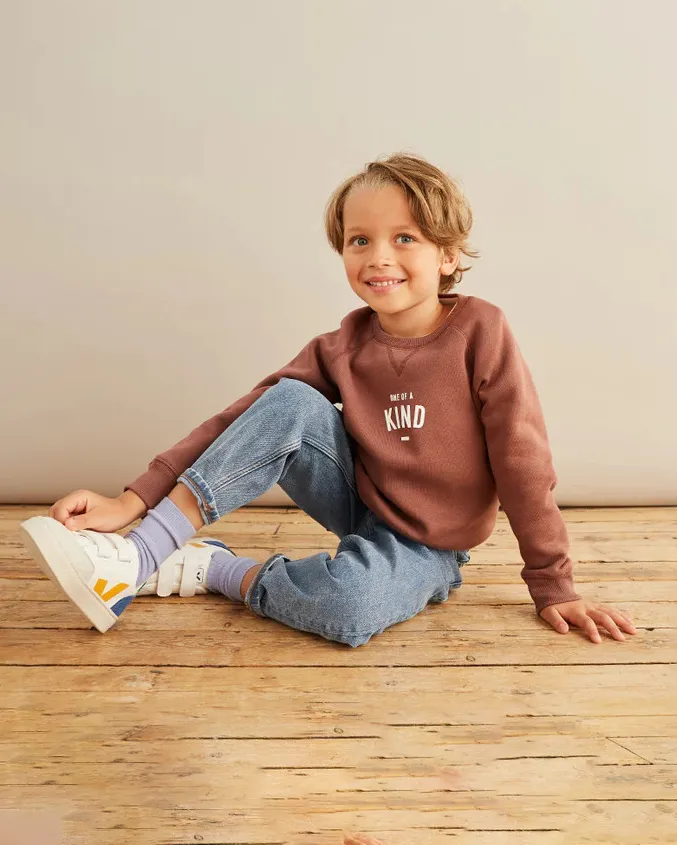 Boys One Of A Kind Sweatshirt in Hot Chocolate