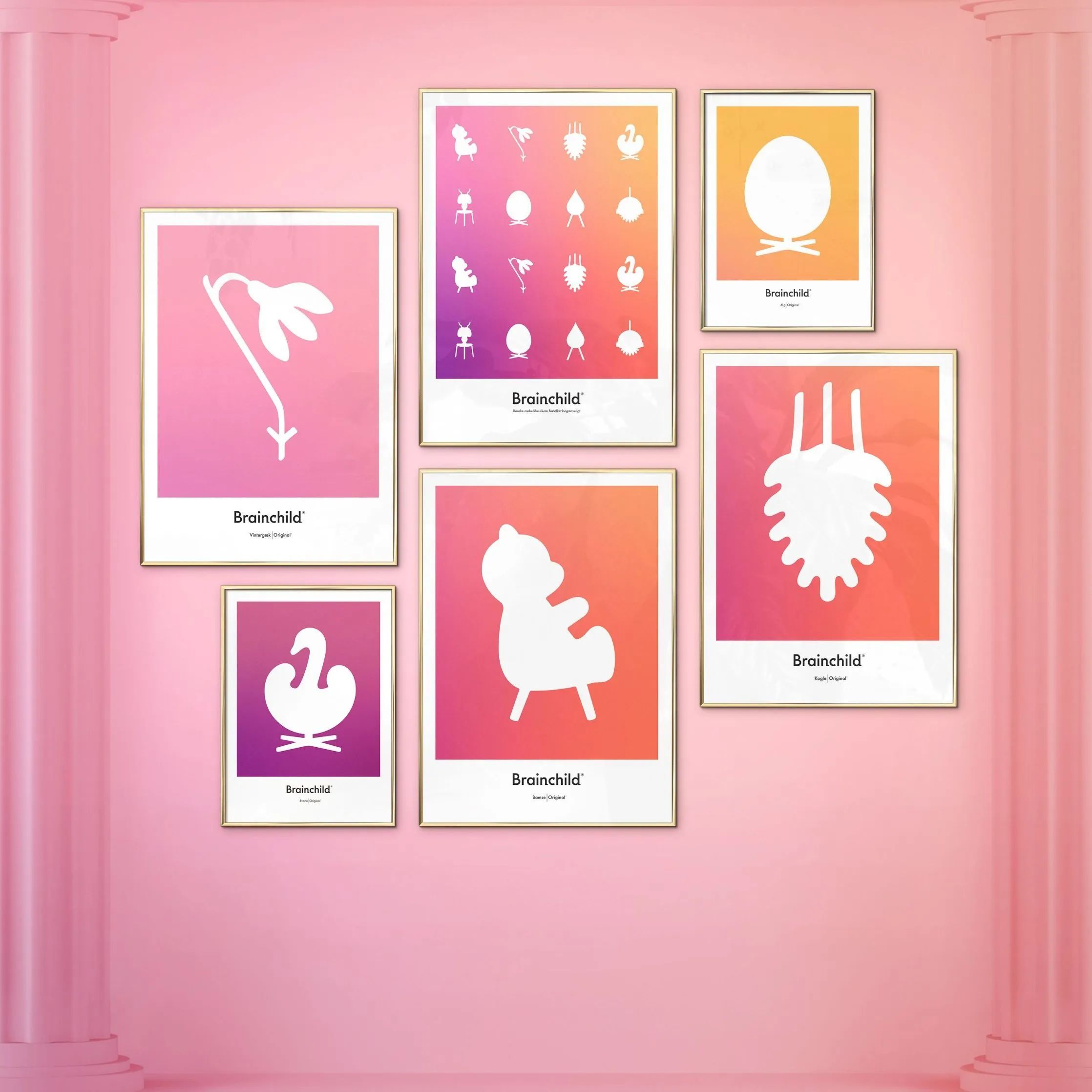 Brainchild Teddy Bear Design Icon Poster, Frame Made Of Light Wood A5, Orange