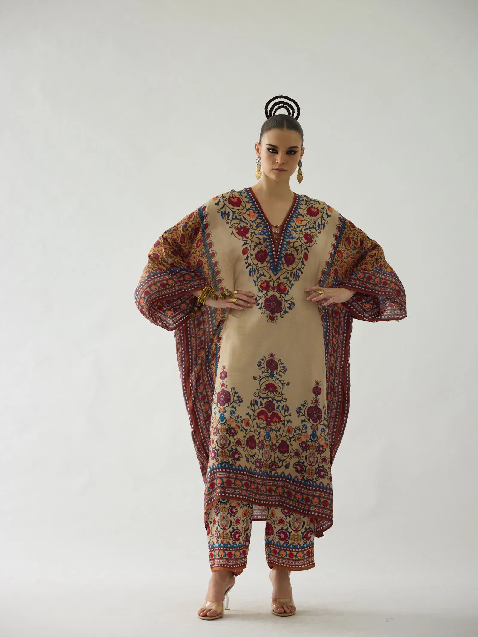 Bukhara Taupe Ghufrina  Tunic Set