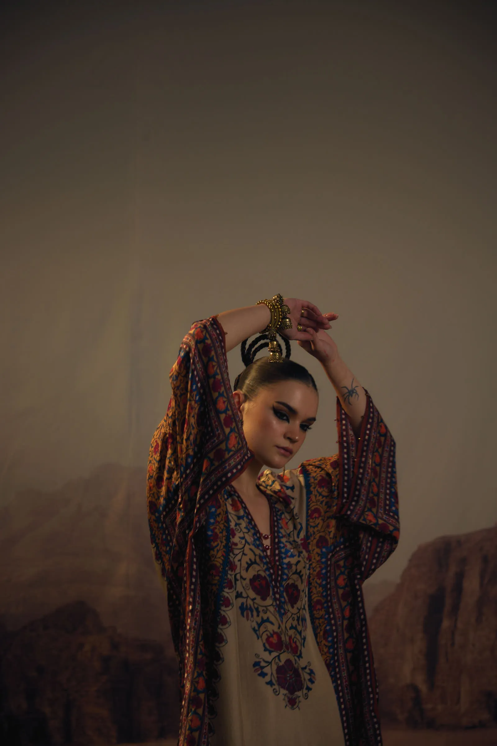 Bukhara Taupe Ghufrina  Tunic Set