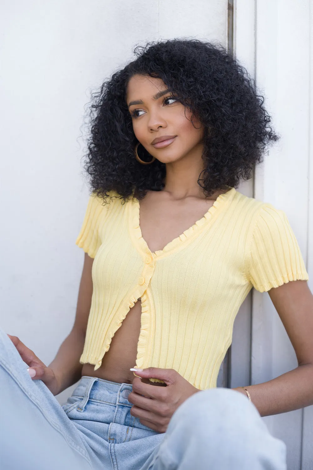 Button Front Short Sleeve Top