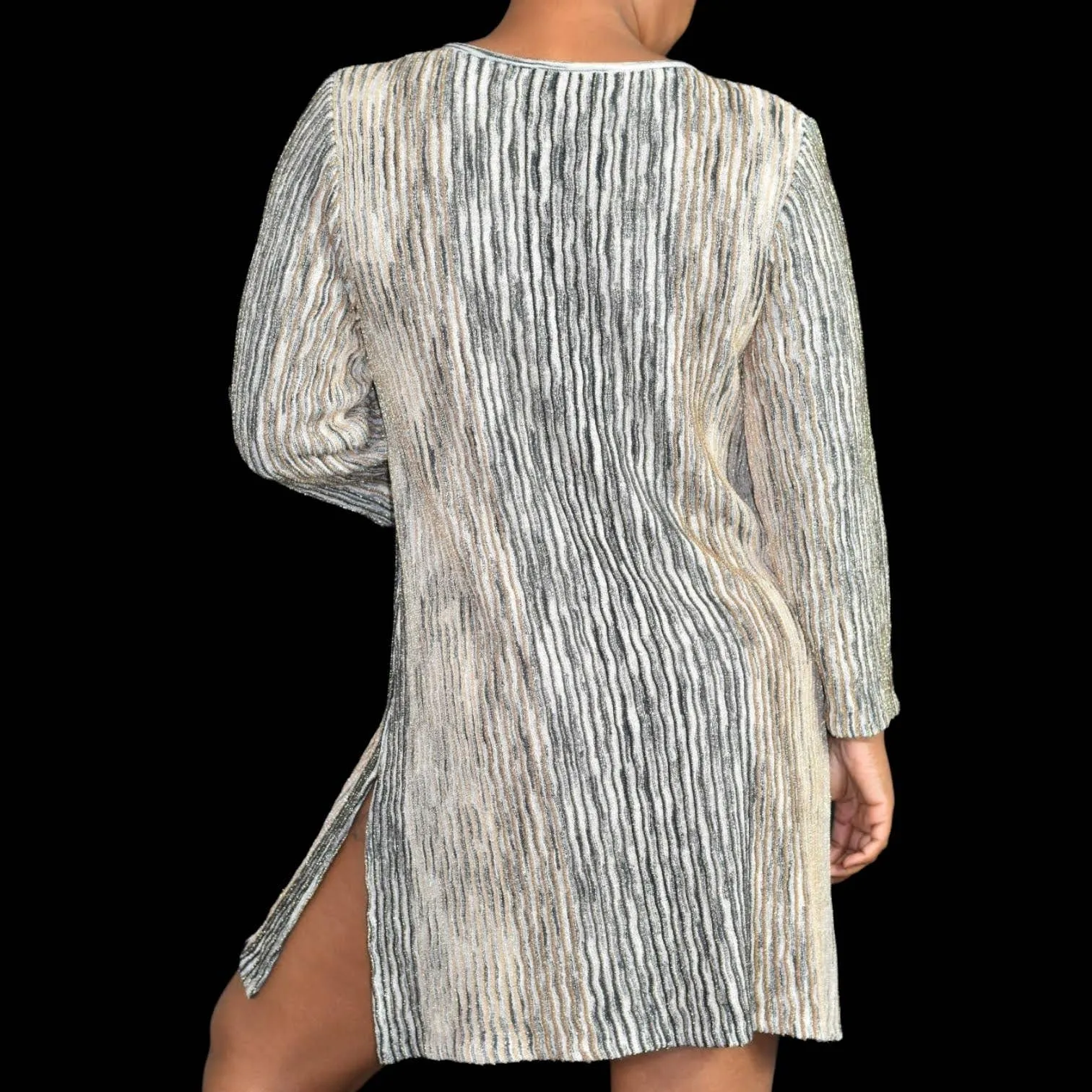 Calypso St Barth Maviale Tunic Top Gold Lace Up Sweater Beaded Tassel Size Small