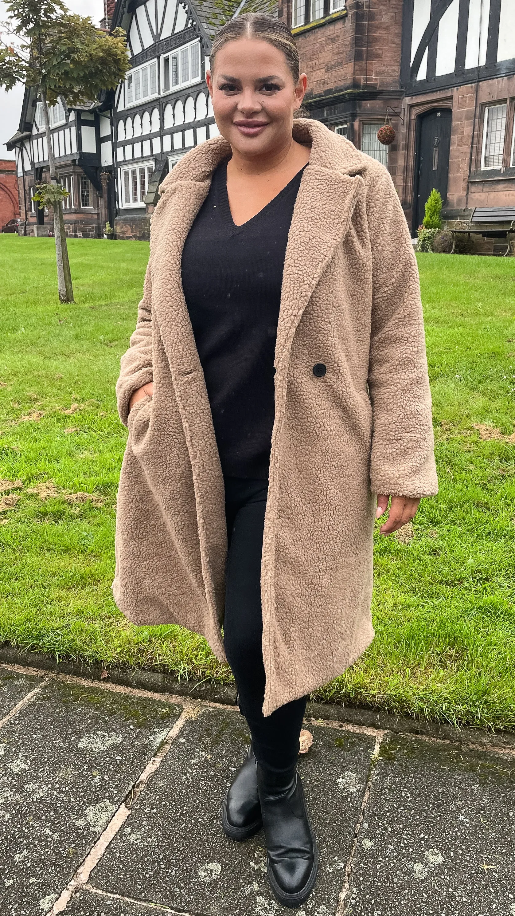 CurveWow Teddy Coat Dark Tan