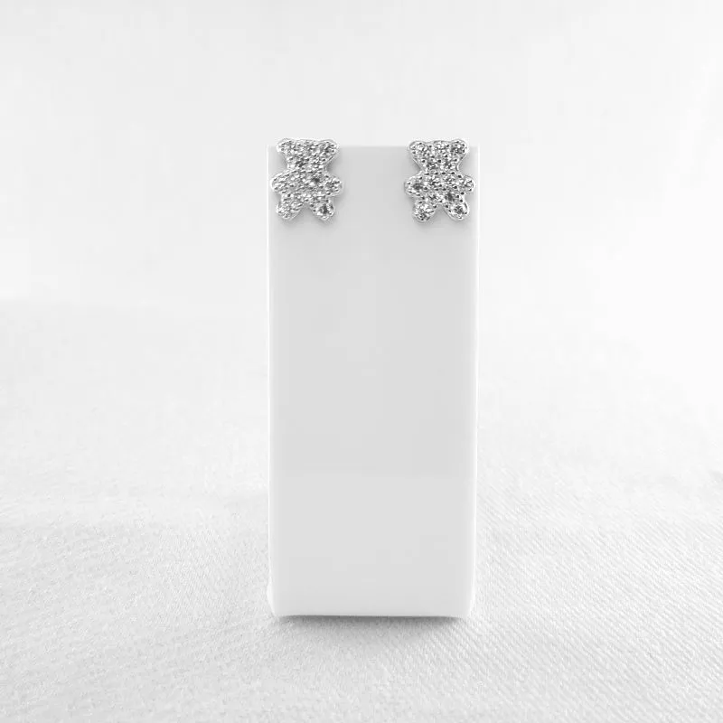 CZ Teddy Bear Stud Earrings