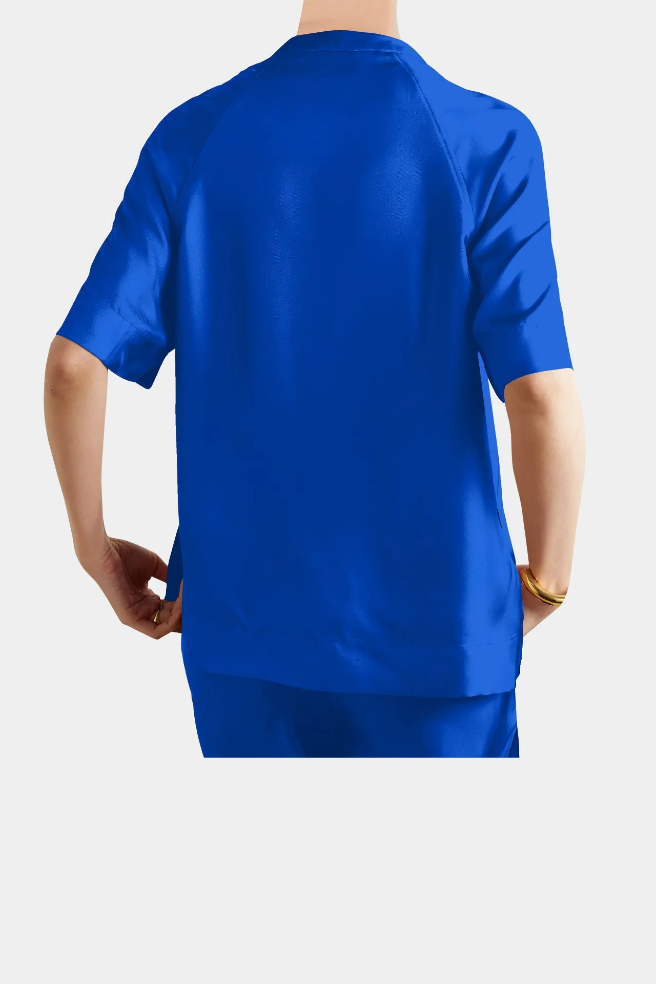 Designer Blue Short Sleeve Blouse