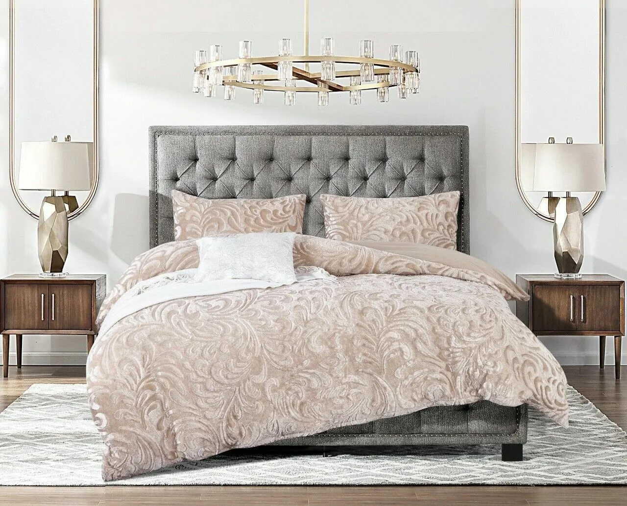 Embossed Fleece Duvet Cover Set - Warm Thermal Bedding with Pillowcases - Super Soft and Comfortable