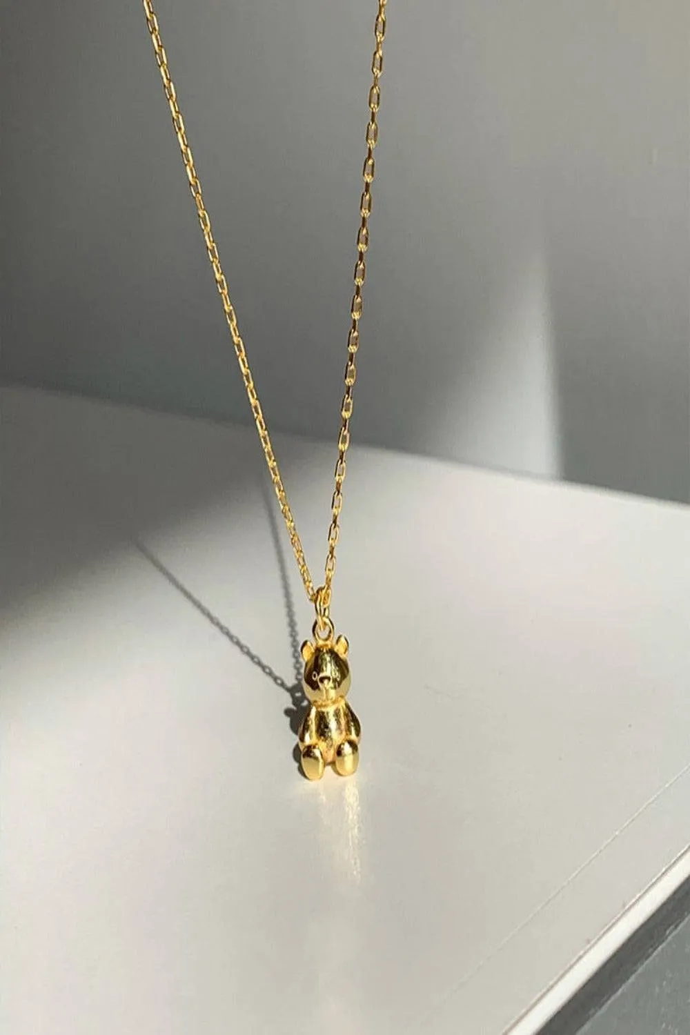 Gold Teddy Bear Charm Necklace