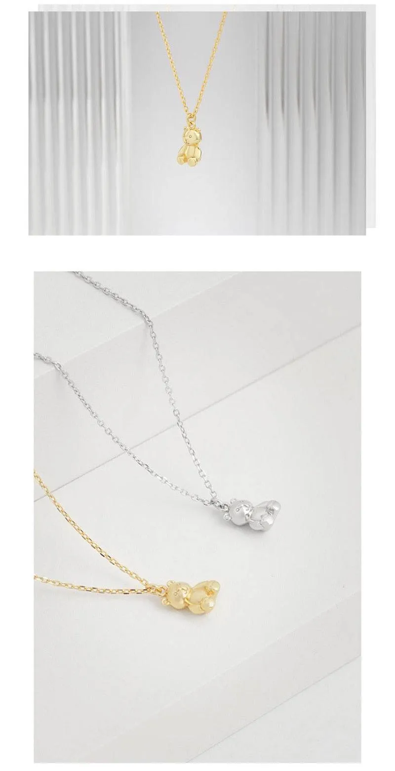 Gold Teddy Bear Charm Necklace