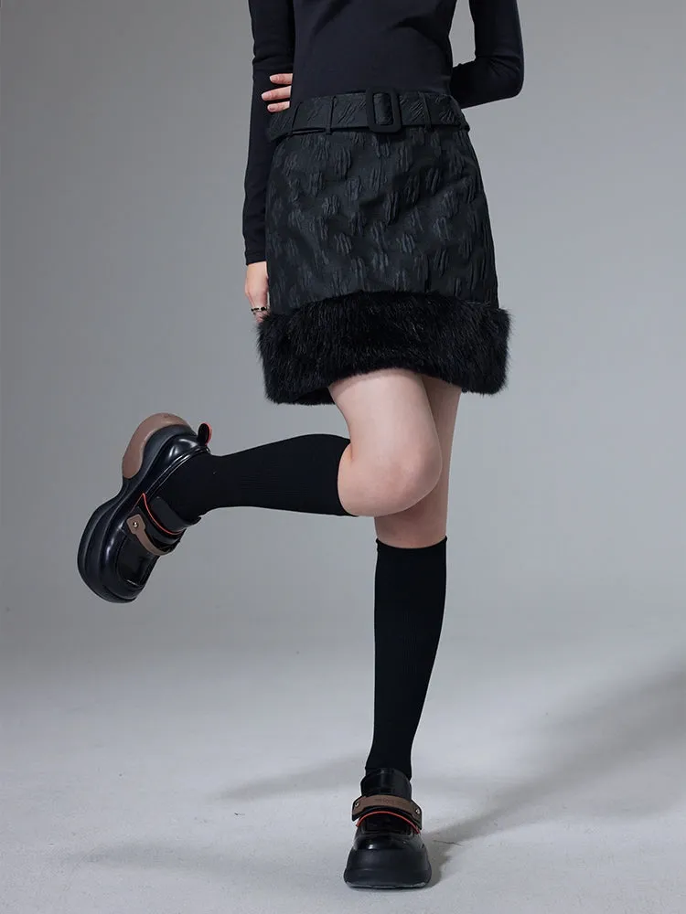 Jacquard Soft Frayed Skirt