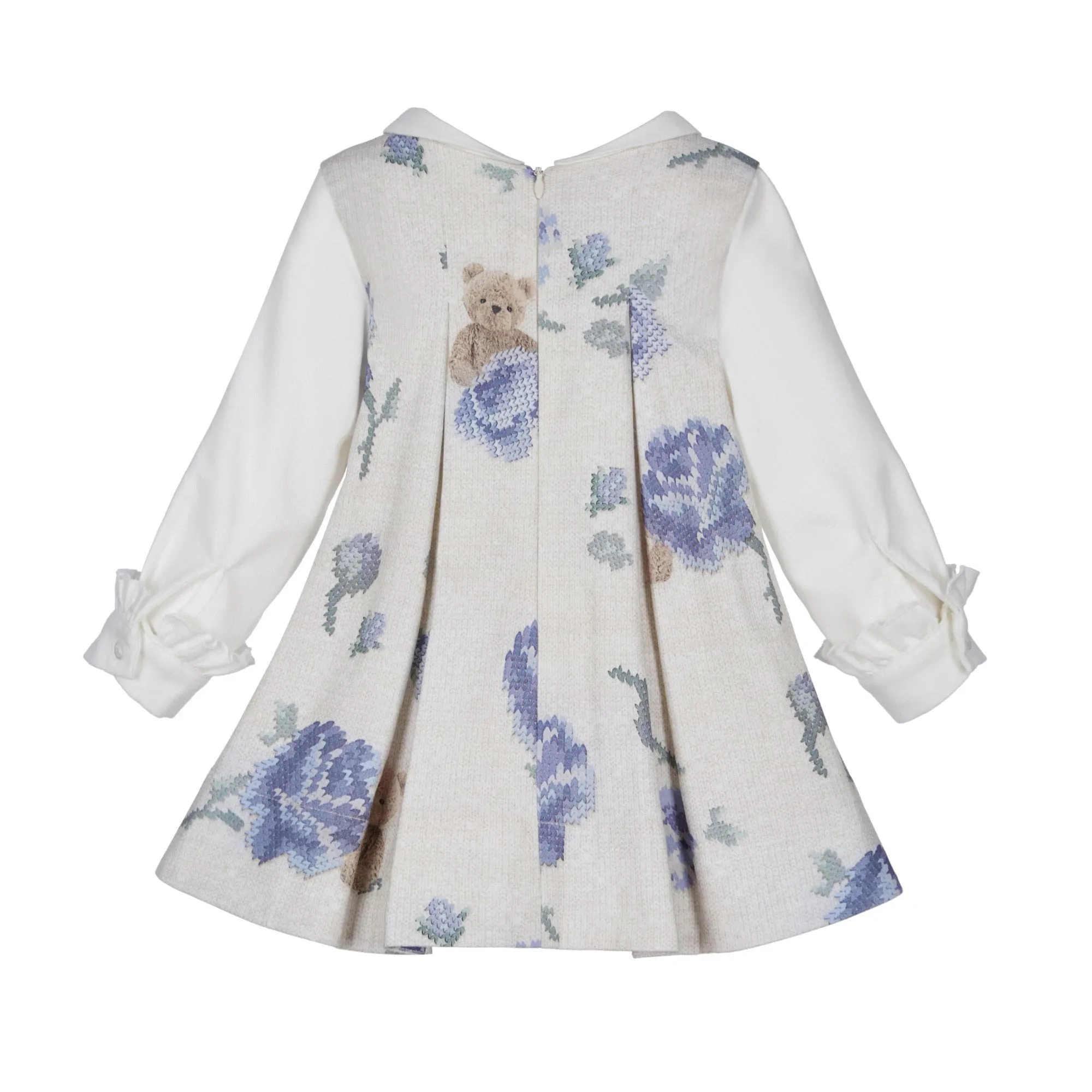 LAPIN HOUSE - Teddy Rose Peter Pan Collar Dress - Blue