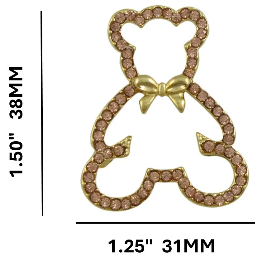 Light Brown Crystal Teddy Bear Brooch Pin - PRF413