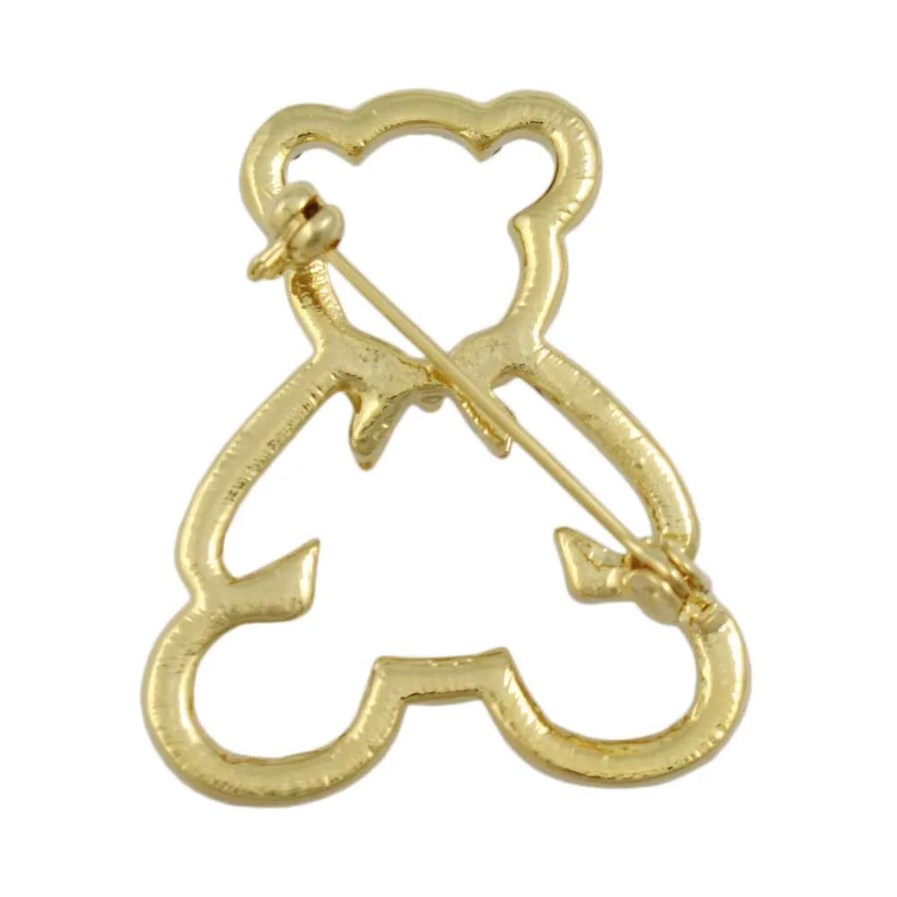 Light Brown Crystal Teddy Bear Brooch Pin - PRF413
