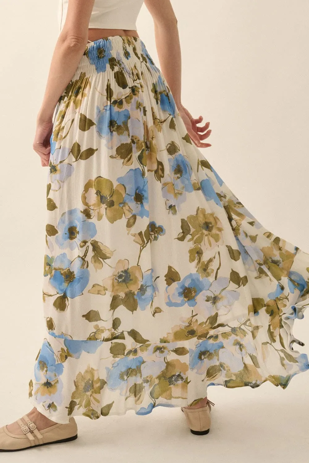 Marigold Drift Floral Maxi Skirt