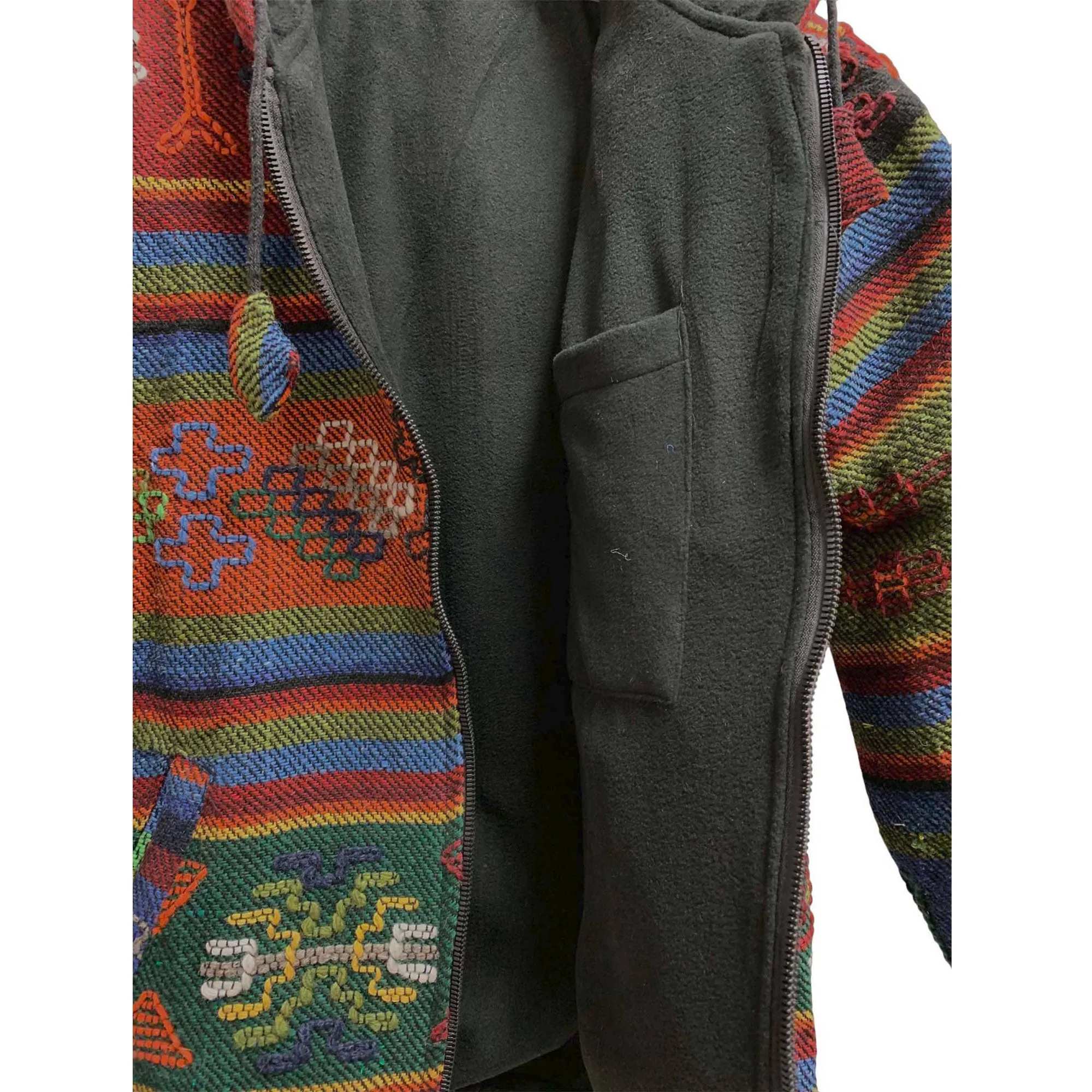 Men's Ethnic Tribal Hand Woven Embroidered Pure Wool Bhutan winter coat Jacket Western Vintage Aztec Print Winter Cardigan