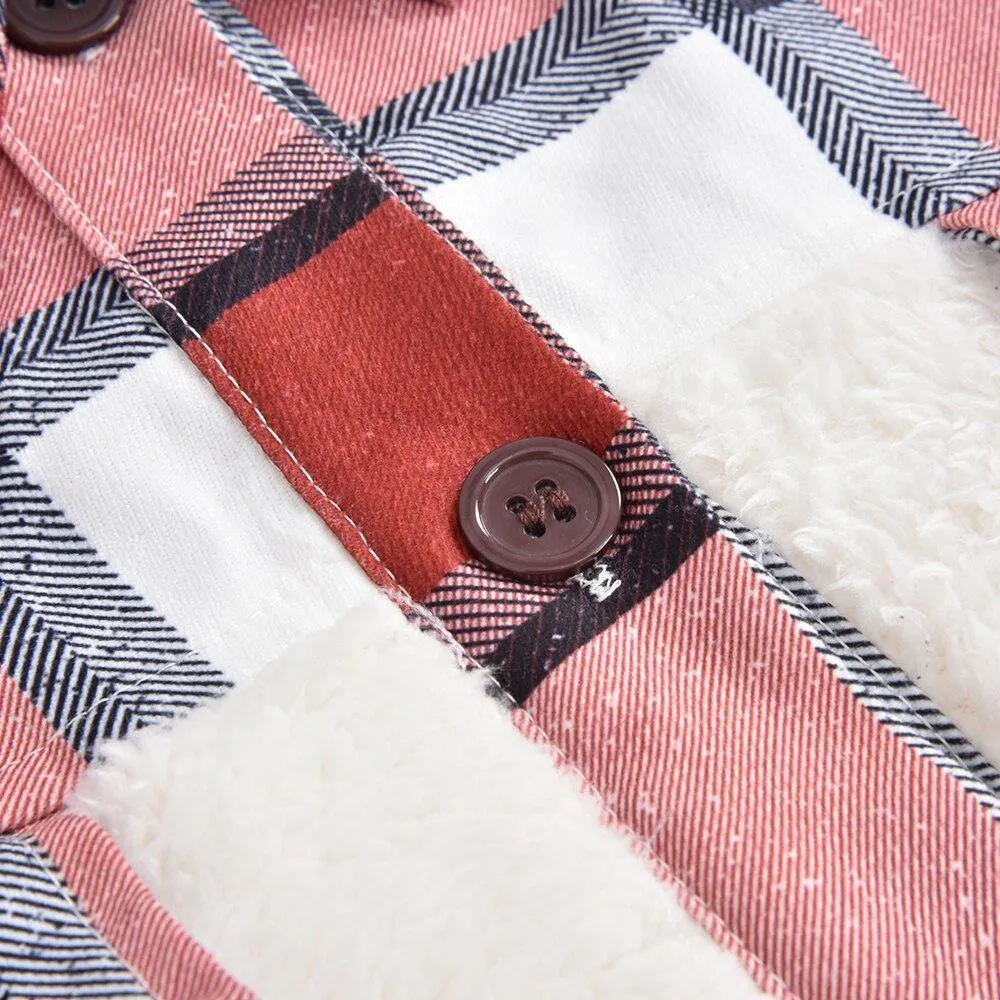 Patchwork Plaid Teddy Coat