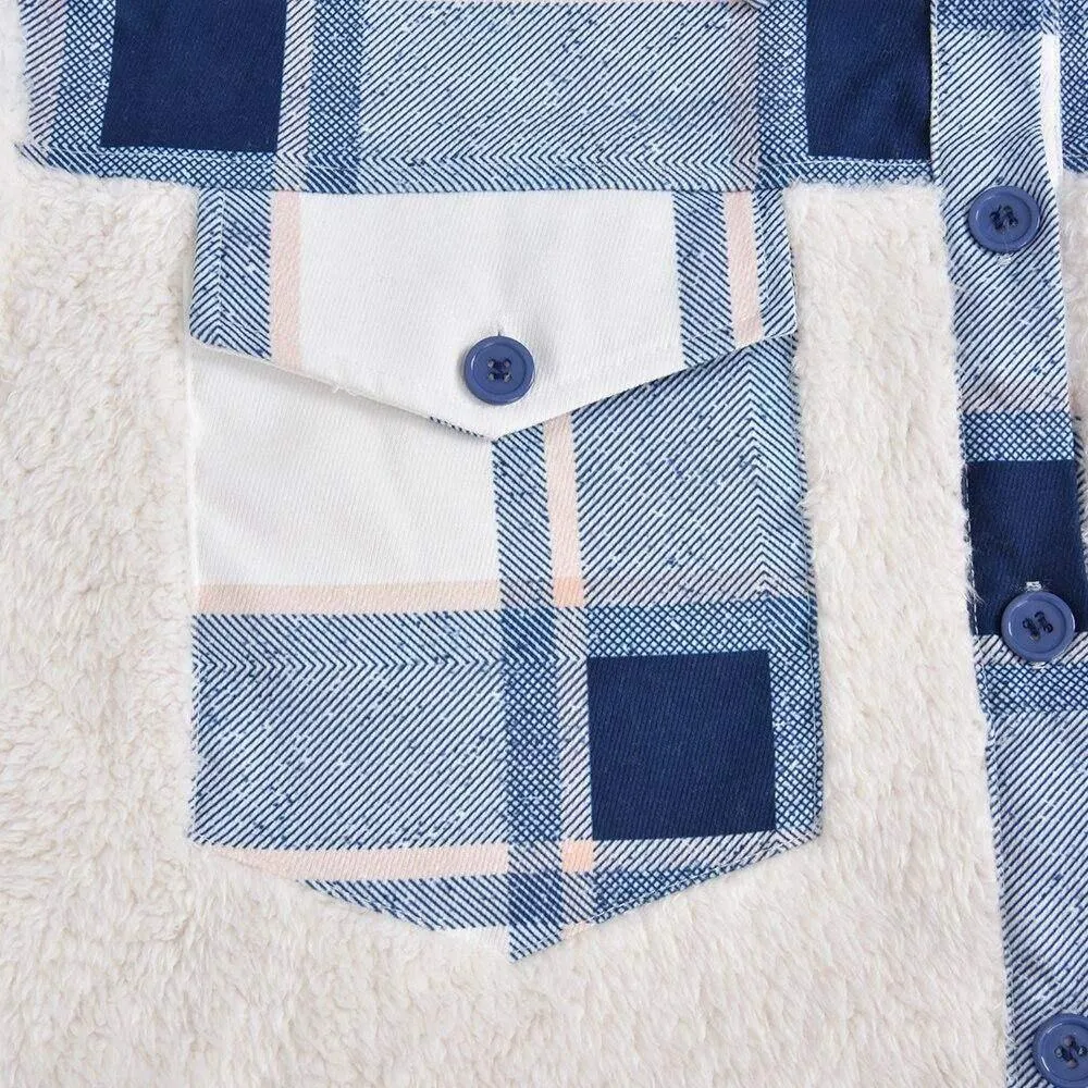 Patchwork Plaid Teddy Coat