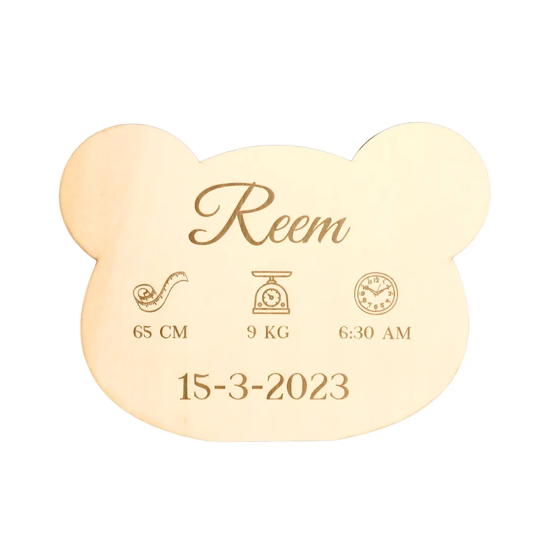 Personalized Birth Stat Bear Wooden Sign