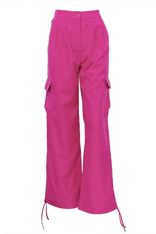 PY318 Hot Pink Cargo Pants