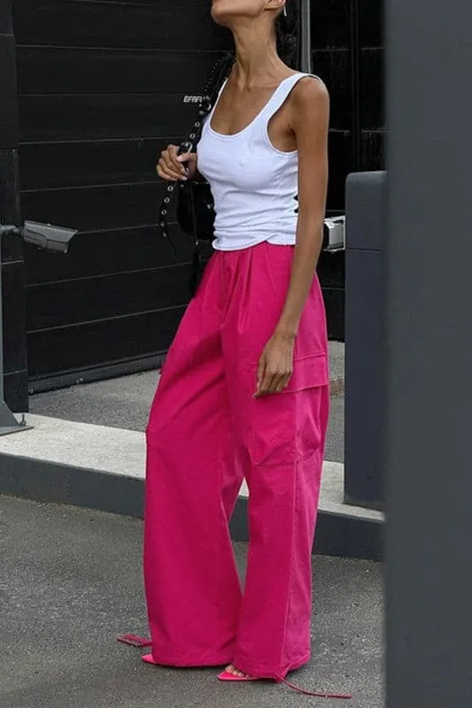 PY318 Hot Pink Cargo Pants