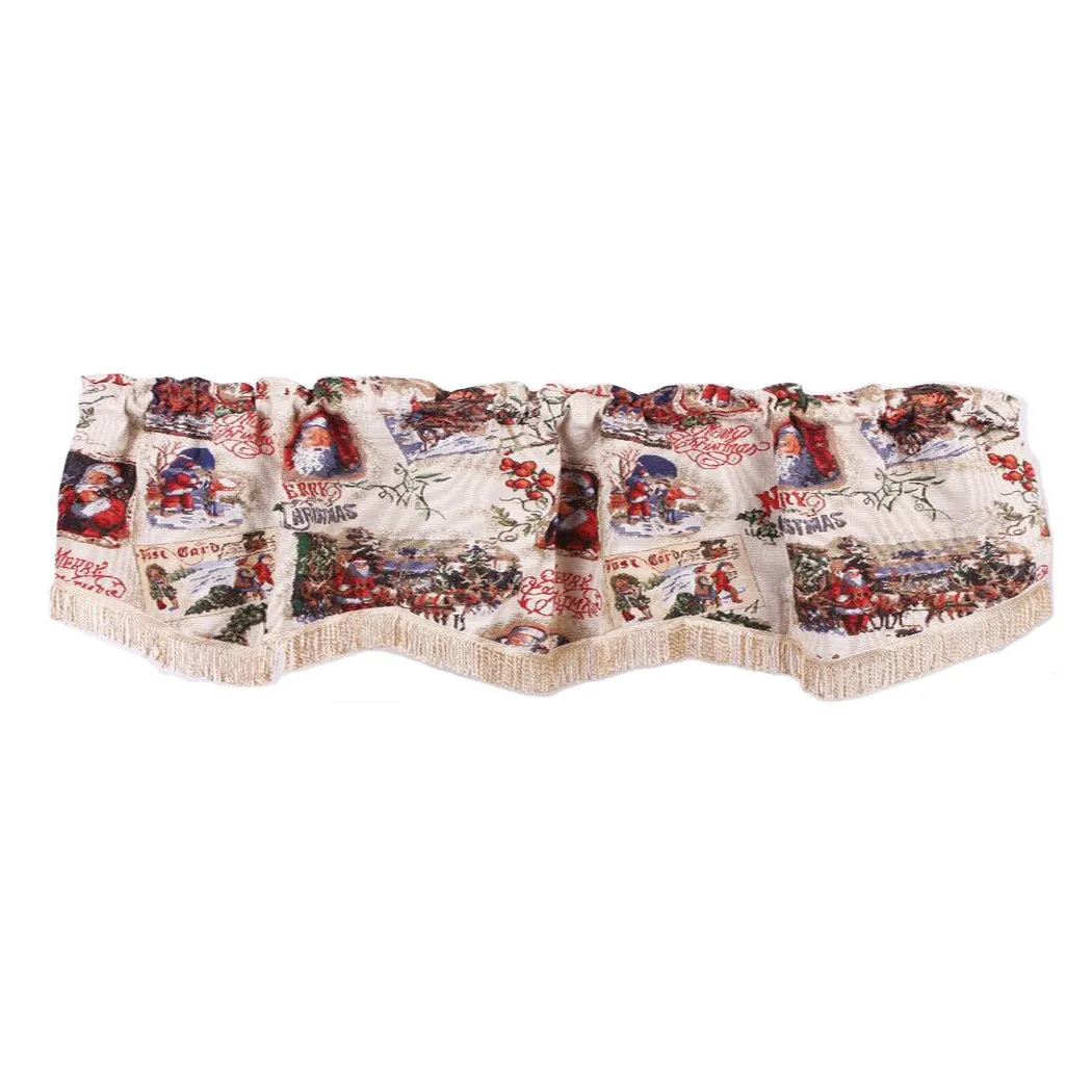 Seasonal Tapestry Xmas Decorative Window Treatment Rod Pocket Curtain Straight Valance