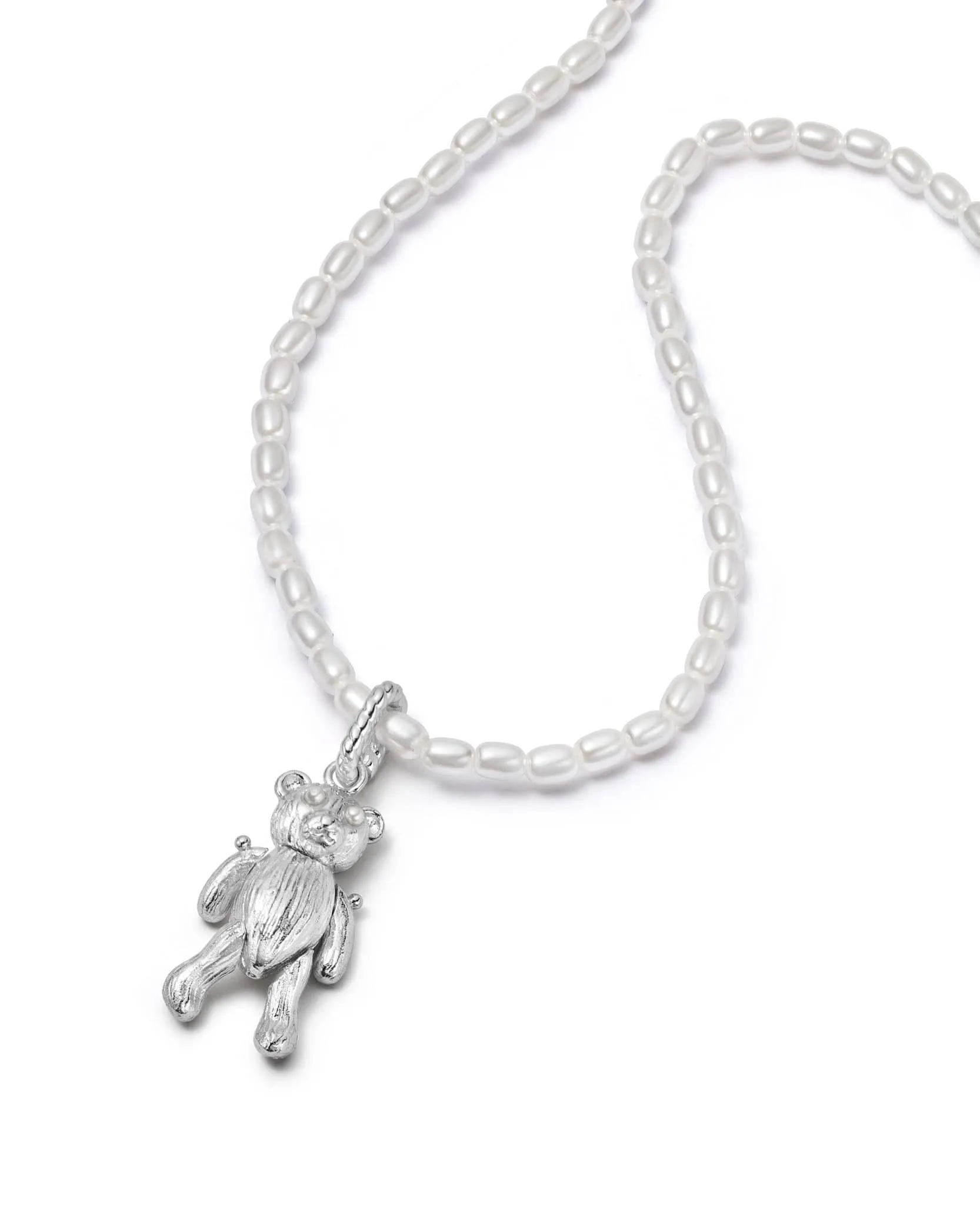 Shrimps Teddy Bear Pearl Necklace Sterling Silver