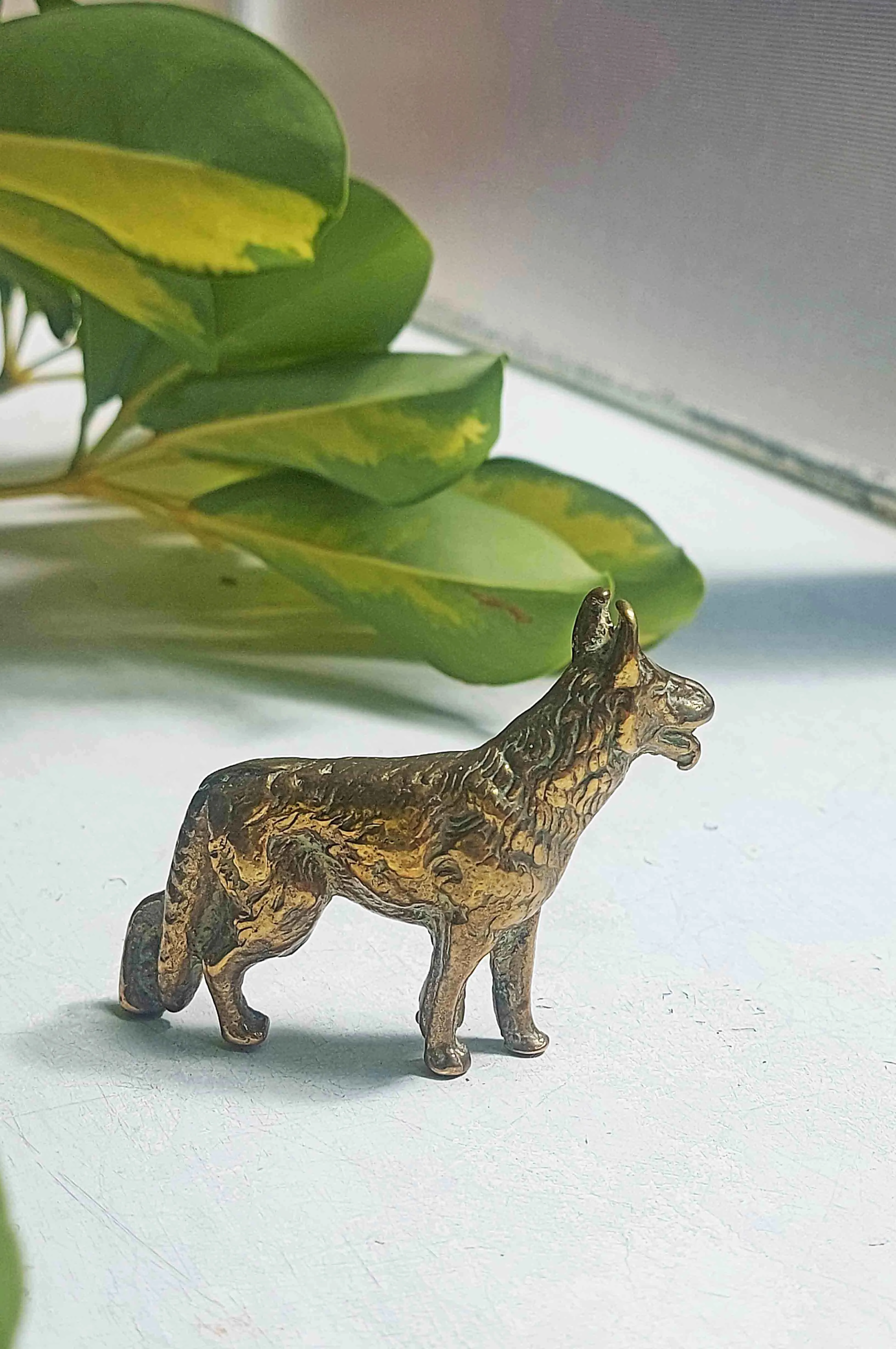 Vintage Brass German Shepard Dog Figurine