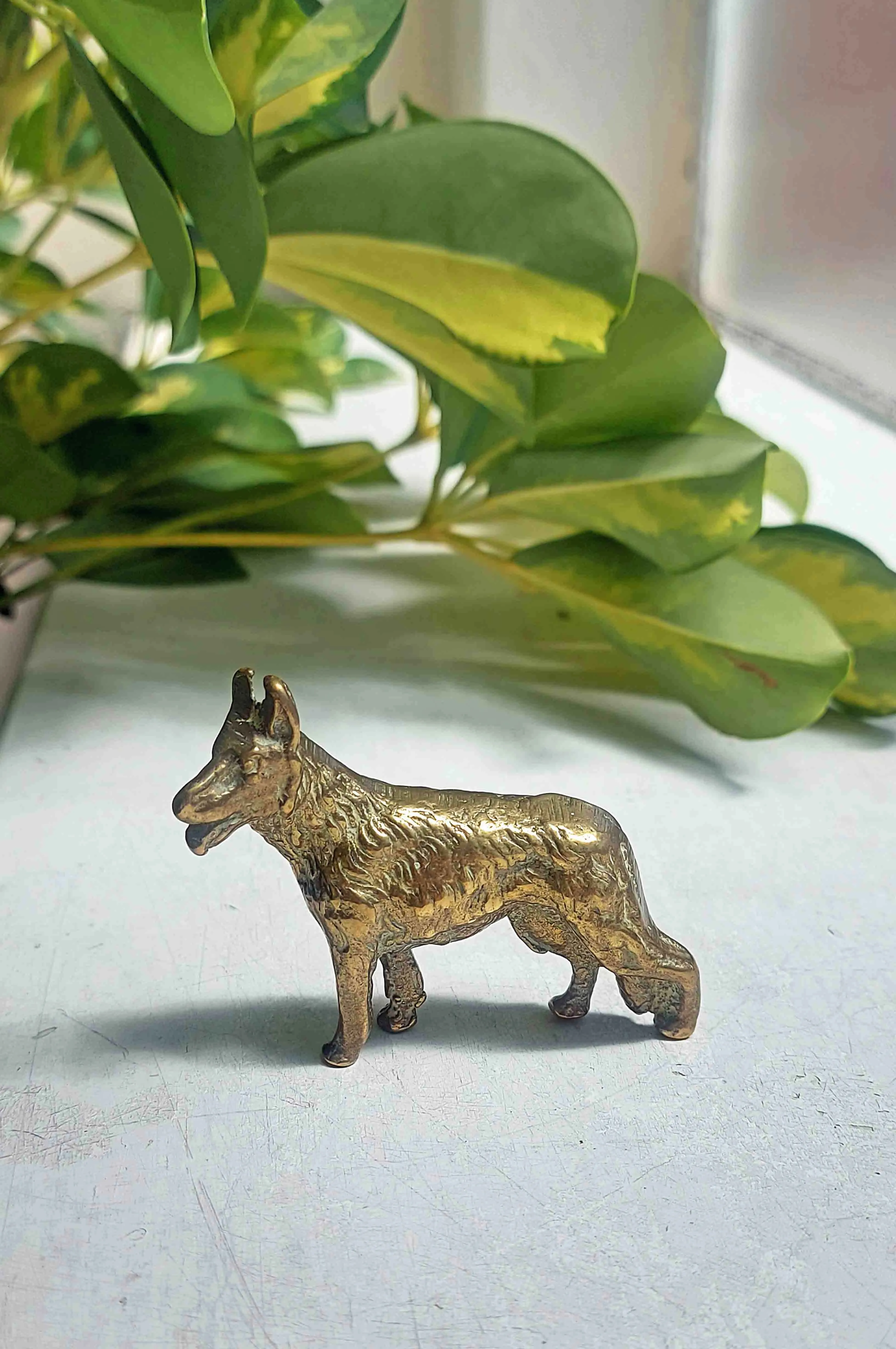 Vintage Brass German Shepard Dog Figurine