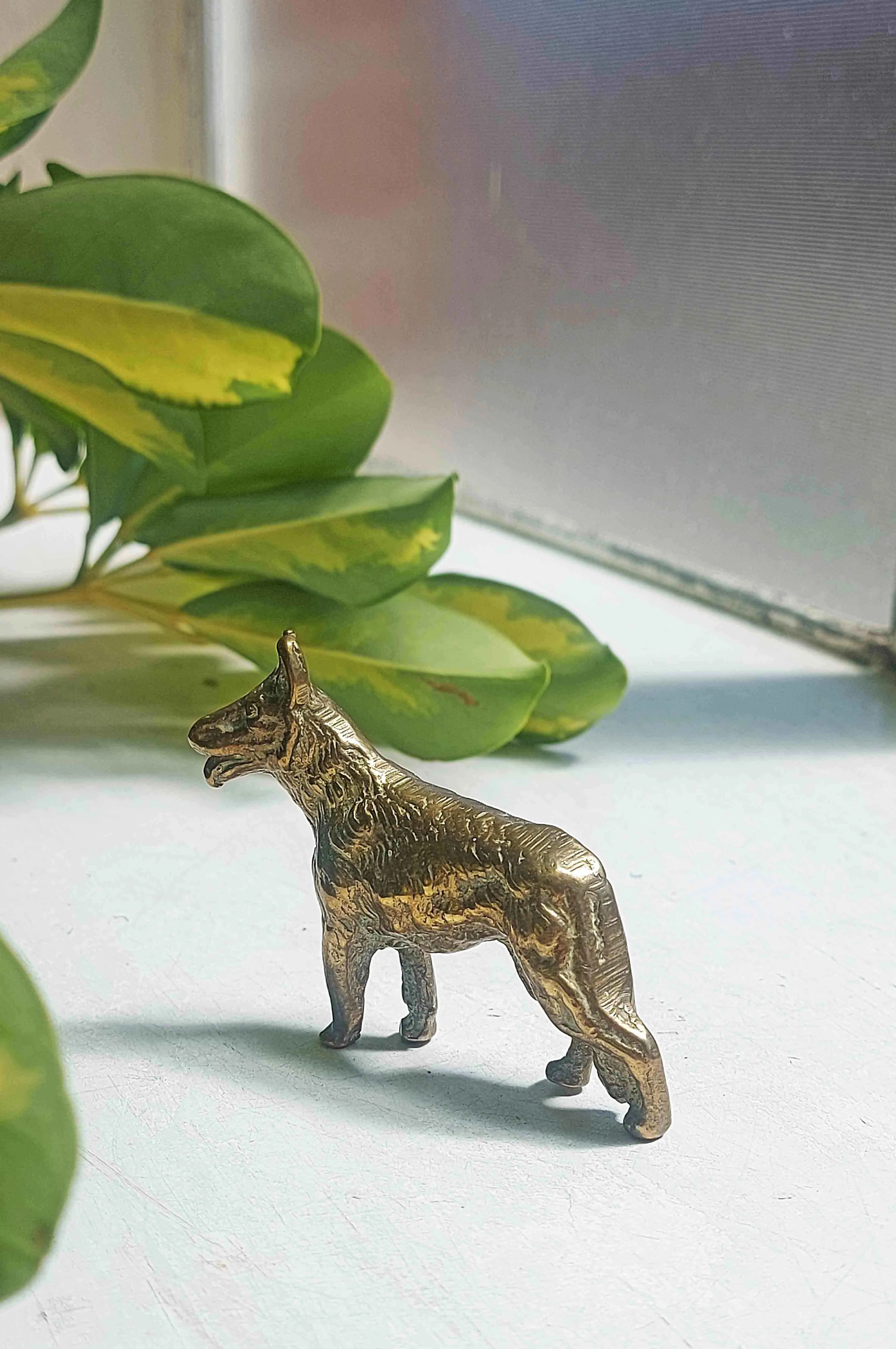 Vintage Brass German Shepard Dog Figurine