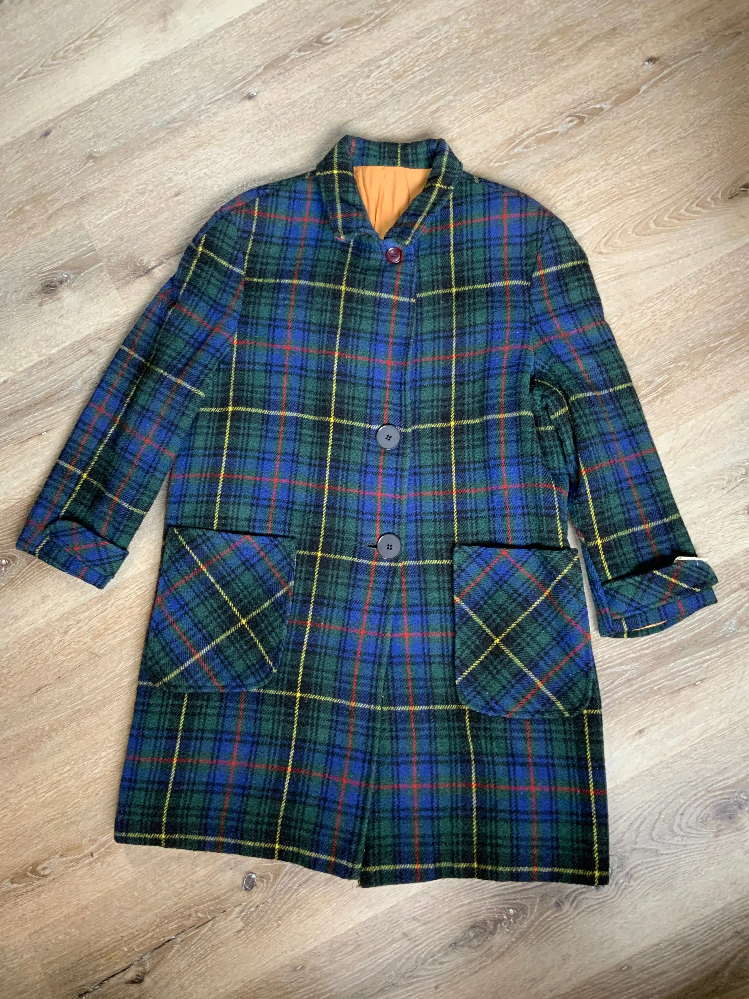 Vintage Plaid Wool Coat