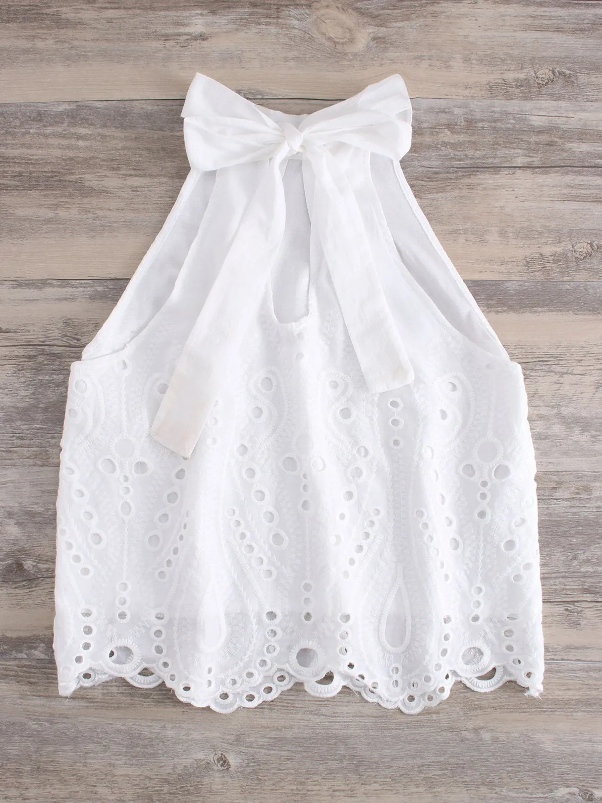 Wholesale Plain Backless Hollow Sleeveless White Crop Top